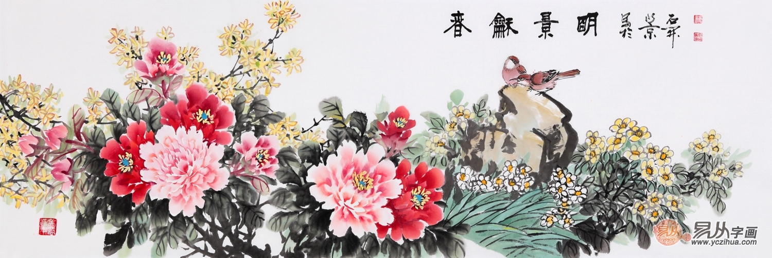 居家室内挂什么画好，名家石开手绘花鸟画推荐
