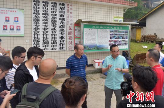 峨龙蔬菜专业合作社负责人等介绍情况。 刘忠俊 摄