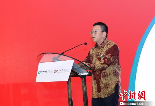 图为中国银行雅加达分行行长张朝阳致辞。 林永传 摄